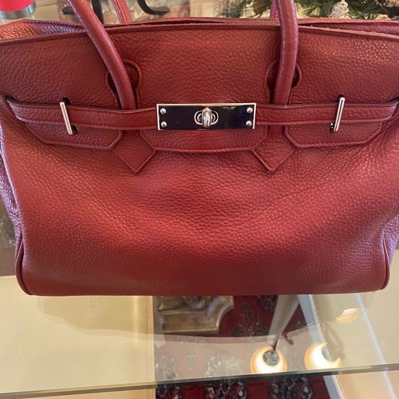 Carla Mancini Burgundy Leather Handbag - Picture 1 of 14